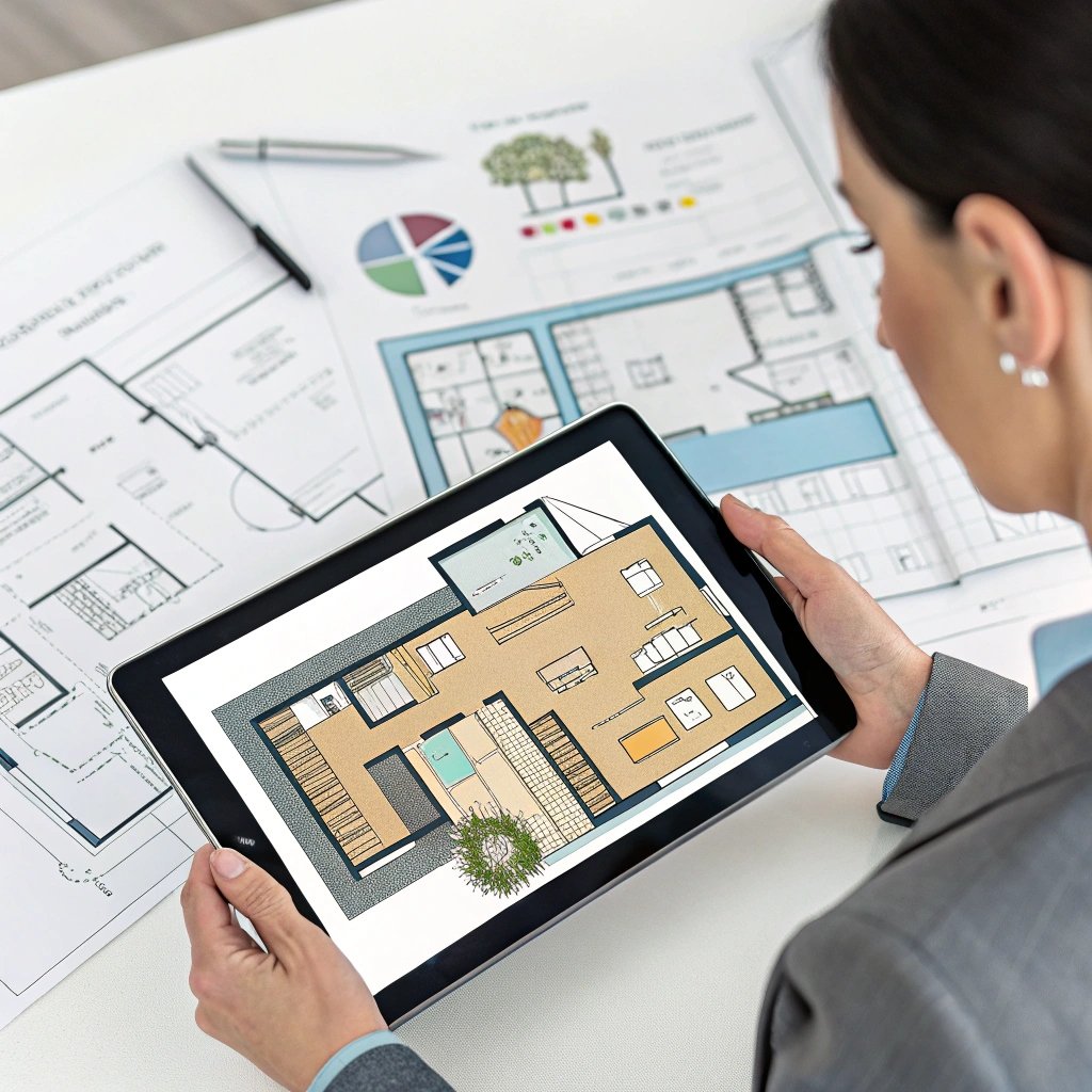 a-real-estate-agent-showing-a-colored-2d-floor-pla